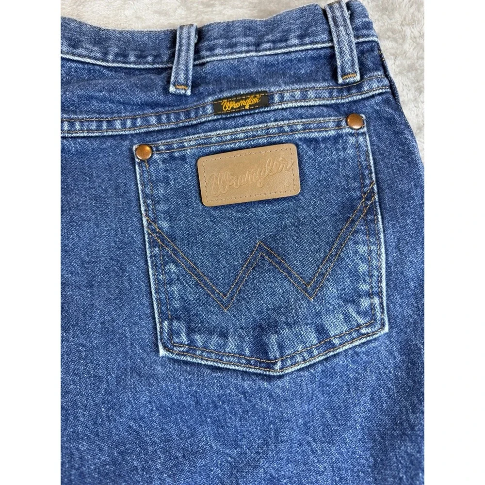 Wrangler Jeans Mens 36x34 Cowboy Cut Slim Fit‎ Dark Wash Cotton 936GBK (34x33.5)